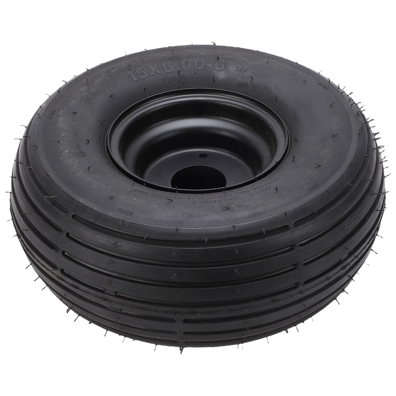 Conjunto de Neumático y Rueda 15x6.00-6, Neumático de Cortacésped Resistente para Tractor Jardín, Rendimiento Confiable y Fácil Instalación, Ajuste Universal