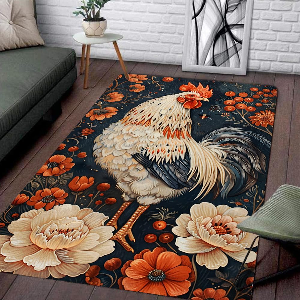 Rooster Rugs Nourison Bijou Rooster Hand Hooked Rug, 8.6' X 11.6'