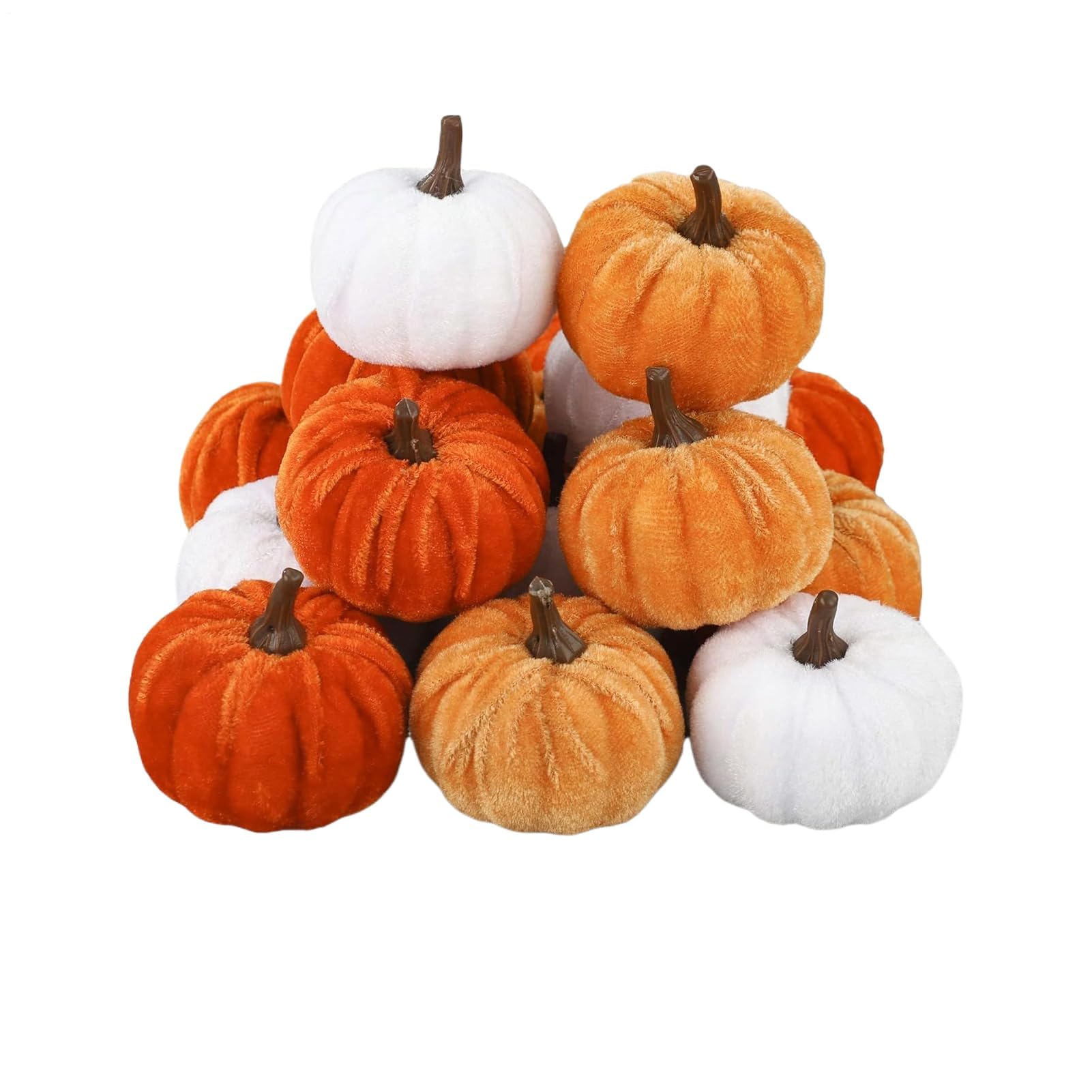 Domefahaso 16‑Pack Velvet Pumpkins, Thanksgiving Halloween Decor