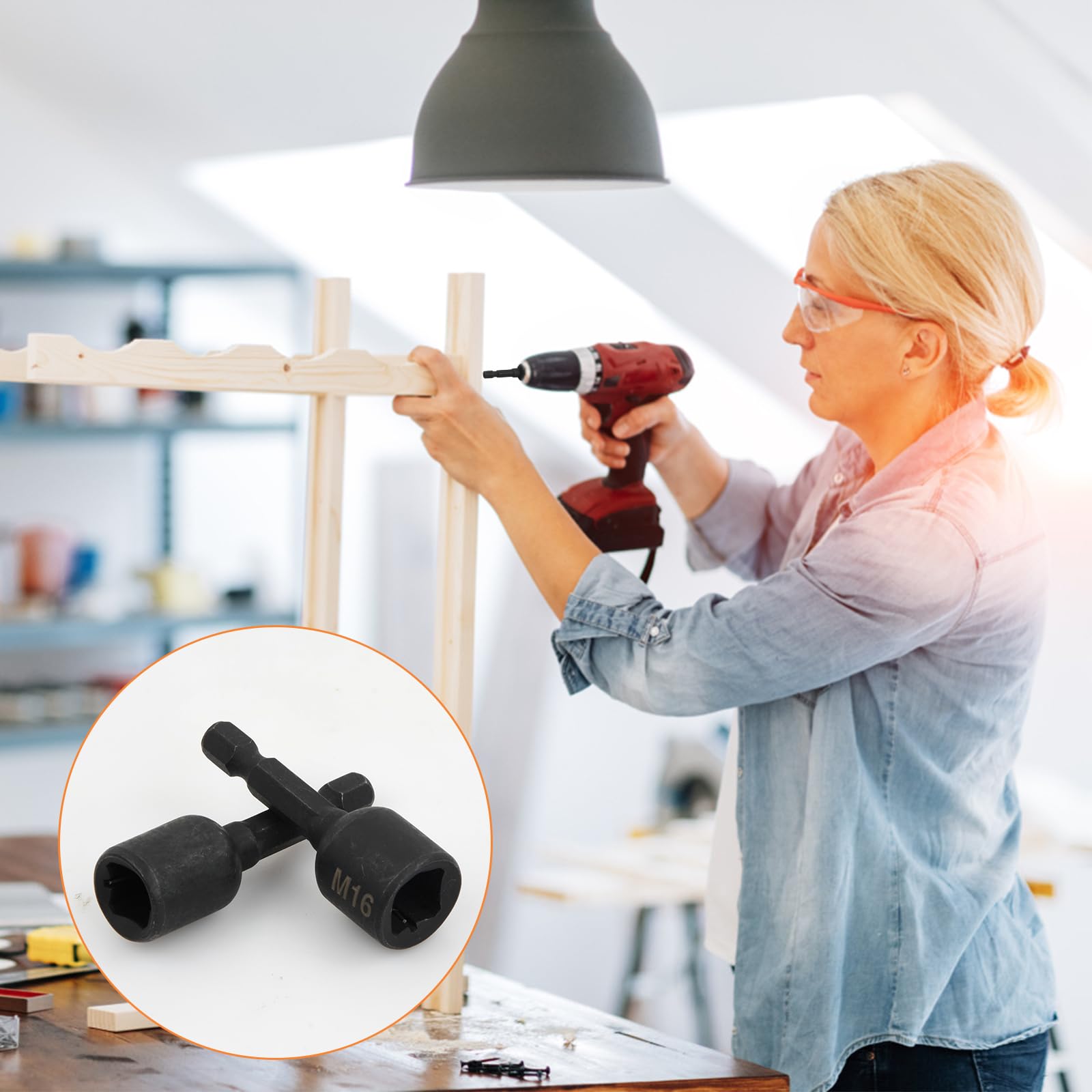 8 Stück Gewindebohrer Stecknuss Buchse Adapter M4-M16, 1/4 Zoll Sechskantschaft Maschinengewindebohrer Vierkant Treiber für Elektrische Bohrmaschine, Luftschraubendreher, Legierter Stahl