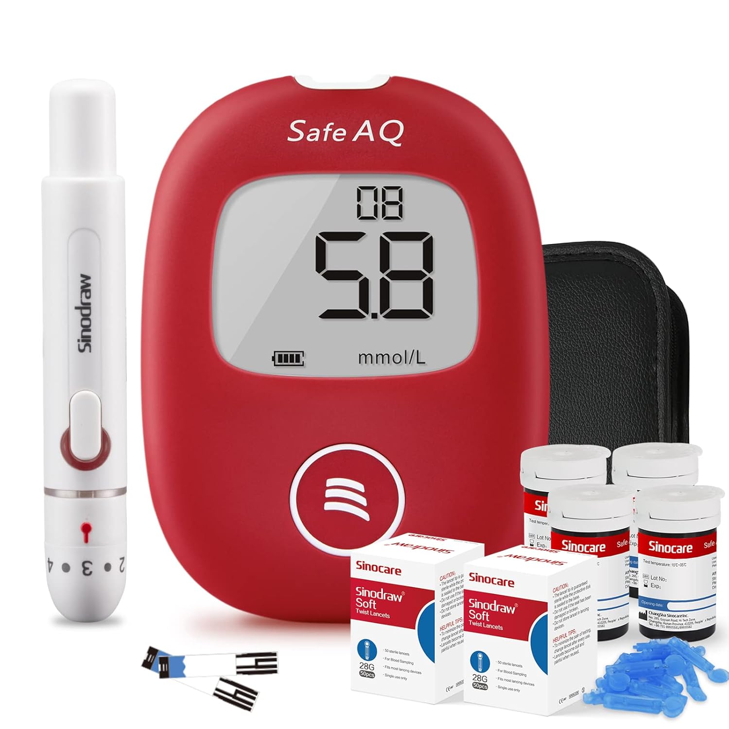Sinocare Blood Sugar Monitor, Diabetes Testing Kit with 100pcs Glucose