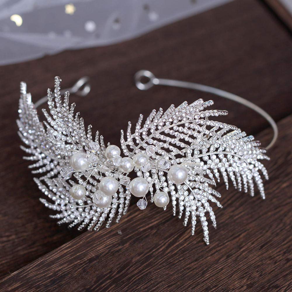Tiara, stop strasu, biżuteria na głowę, dla panny młodej, piękna srebrna, perłowa, dla kobiet, prosta, modna ozdoba na wesele, ozdoba do włosów, w stylu vintage, opaska na czoło na imprezę