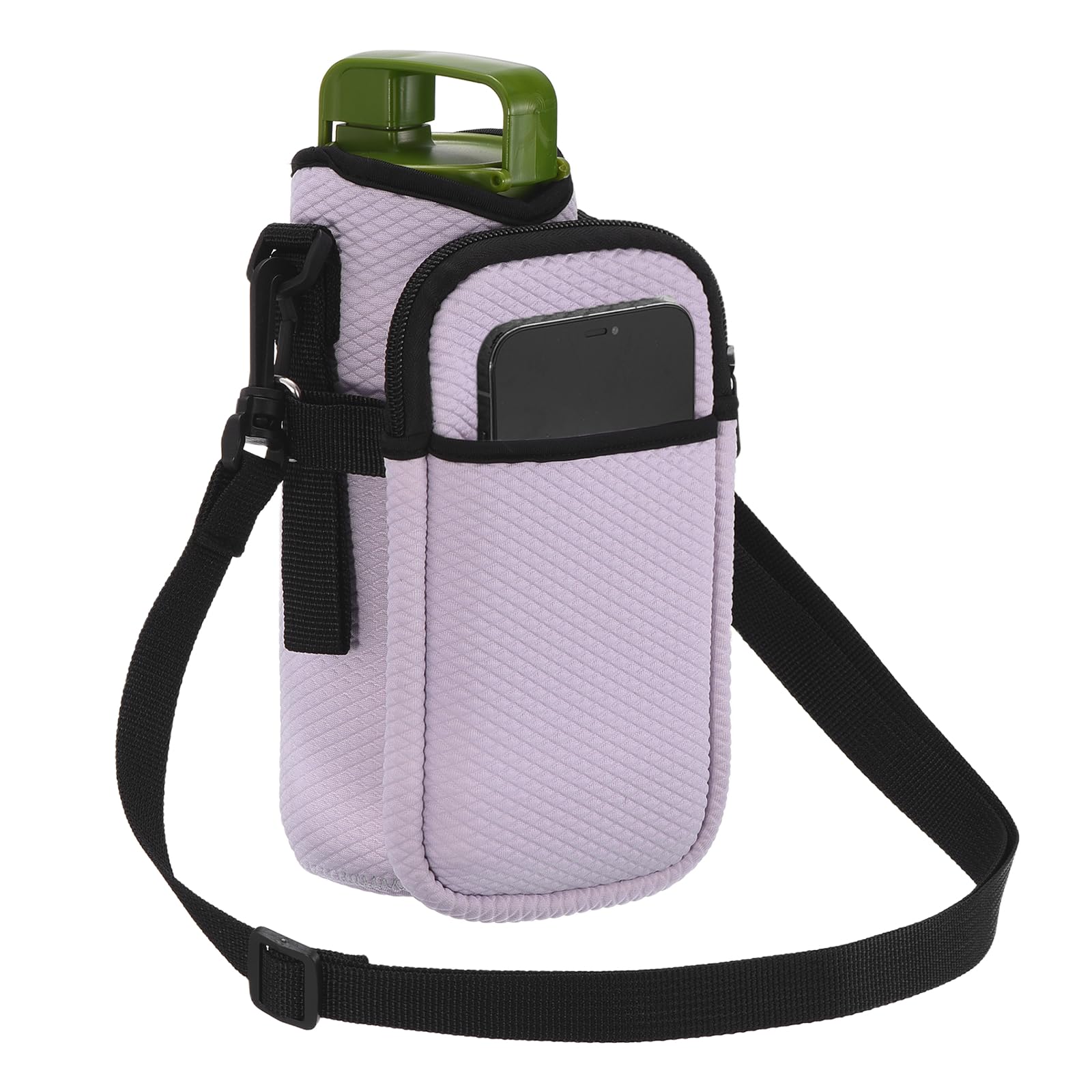 YELARXI Water Bottle Carrier Bag, Neoprene Insulated Water Bottle Sleeve Tumbler Cup Holder Bag with Adjustable Strap and Phone Pocket 8.3x3.1 & Purple - Fitting for(Hiking/Camping/Sport) — image 1
