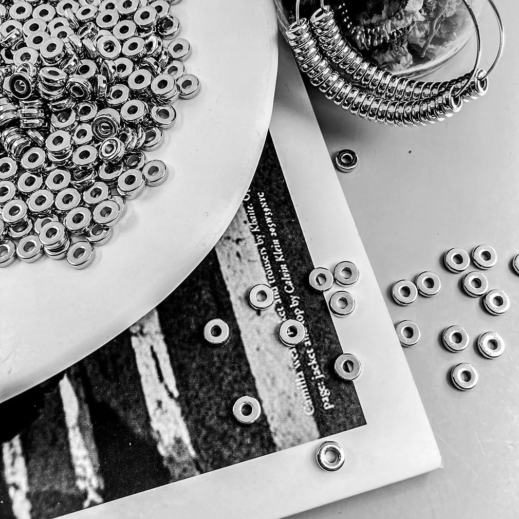 1200pcs 6mm Gun Black Flat Disc Spacer Beads Round CCB Rondelle Beads Spacers for Bracelet Necklace Jewelry DIY Crafts Making(Gun Black) - Image 6