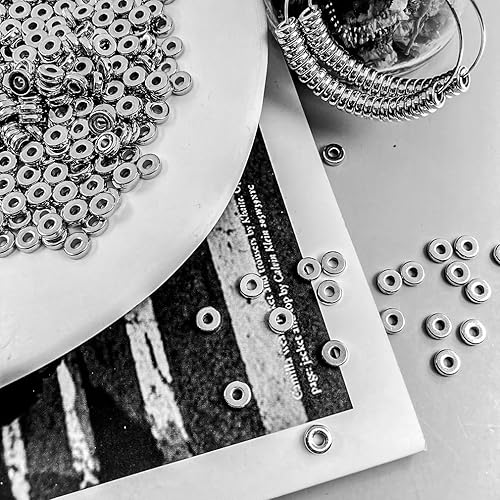Miniatura 6 de 1200 cuentas espaciadoras redondas de disco plano negro pistola de 0.236 pulgadas (0.236 in) para pulseras, collares, joyas, manualidades (negro