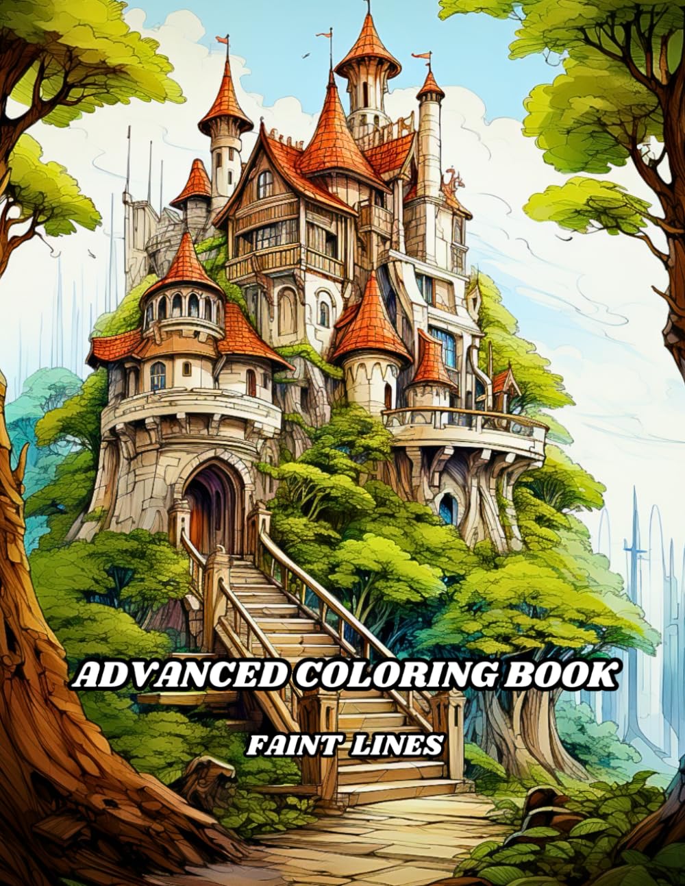 ADVANCED COLORING BOOK: 50 various illustrations, faint lines