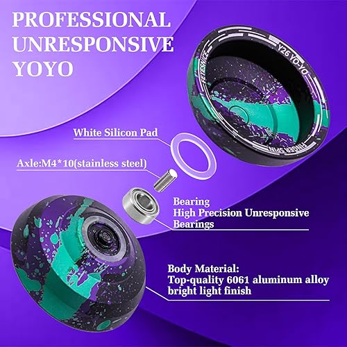 Miniatura 5 de FETESNICE Yoyo profesional de mariposa Y26 - Yoyo giratorio de dedo de doble modo receptivono responde, para niños, adultos y jugadores de