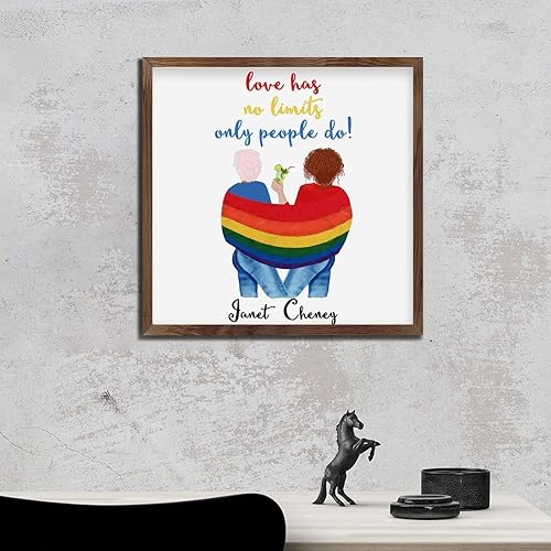 Miniatura 2 de Letrero de madera enmarcado con texto en inglés Love Has No Limits Only People Do Valentines Primitiva para exteriores, moderno, retro, madera, para