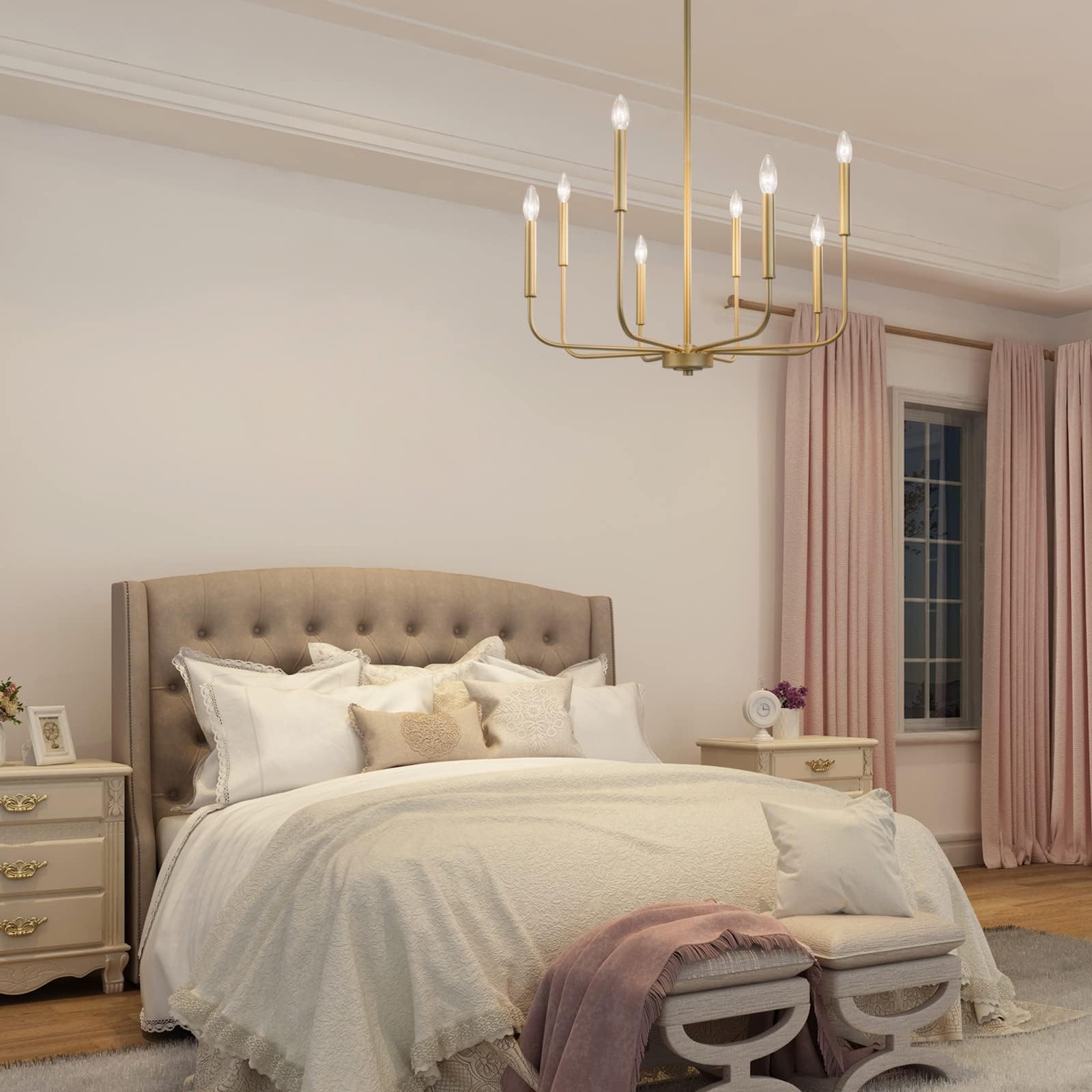 Lampadario moderno in oro, Ø69cm, Lampadario per sala da pranzo a 8 luci per camera da letto, soggiorno, cucina, foyer, ingresso (versione aggiornata, 2 tipi di altezza 8 bracci)