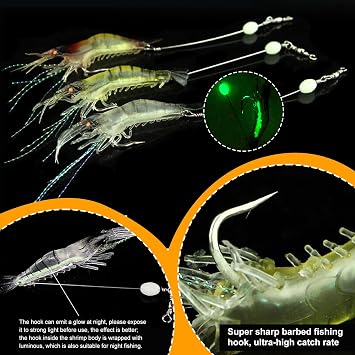 Artificial Silicone Soft Bait Set Luminous Swimbait Shrimp Fishing Lure with Hooks Fishing Tackle Freshwater/Saltwater
