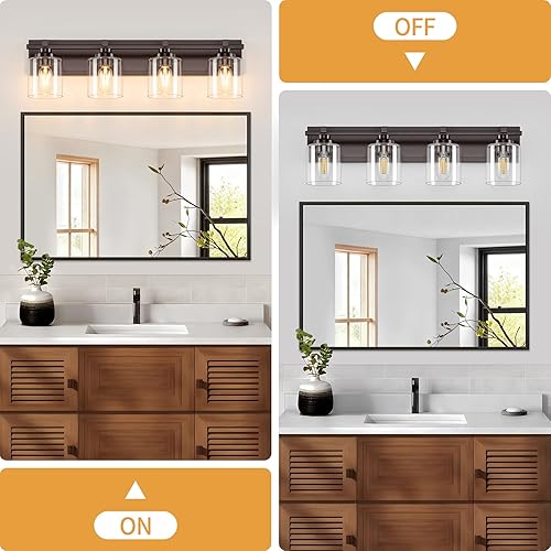 Miniatura 71 de 3 lámparas modernas de baño sobre el espejo, luces de tocador de oro negro para apliques de pared de baño con pantallas de vidrio blanco lechoso