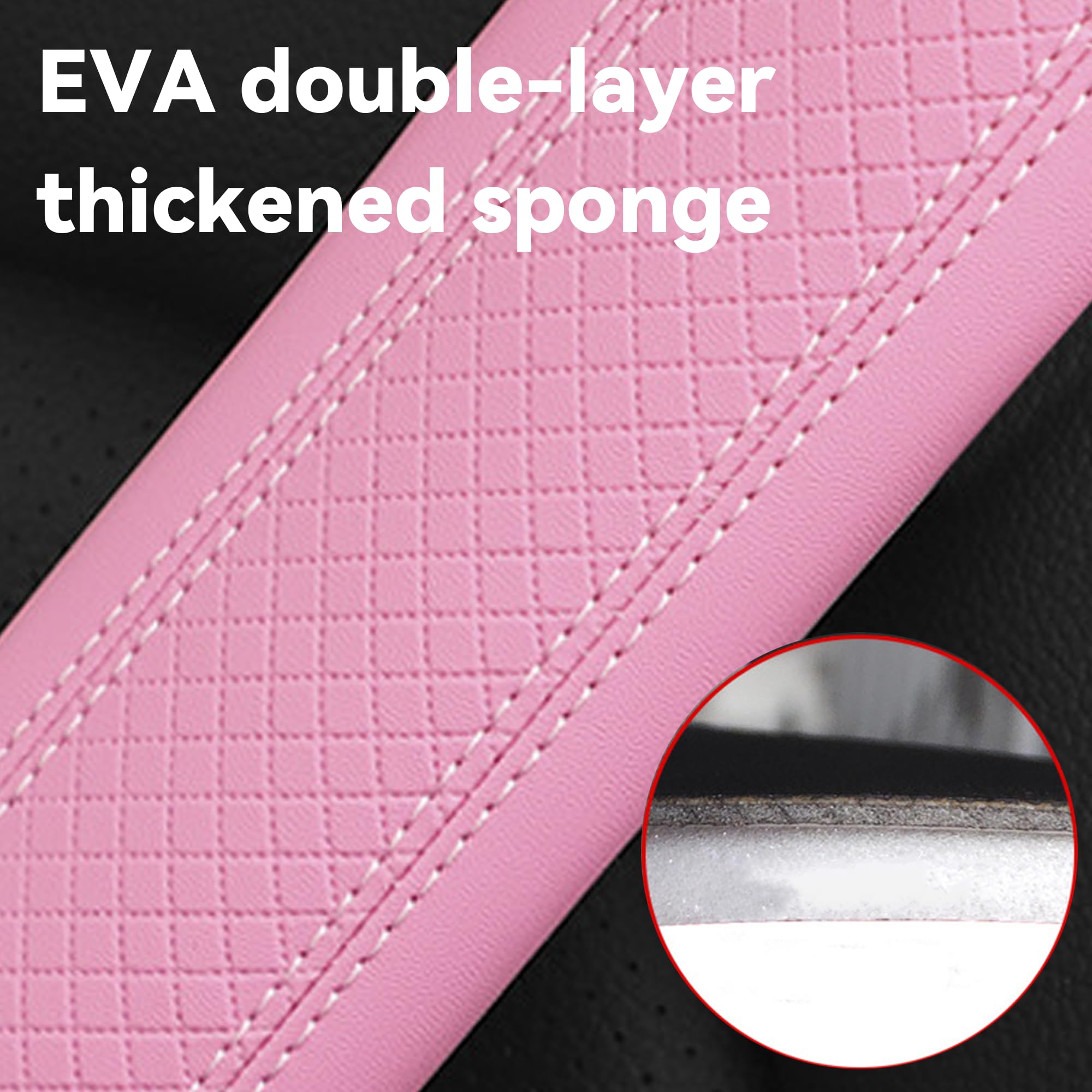Car Seat Belt Covers – Soft Leather Shoulder Pads, Neck & Shoulder Protection, Pink, Fits All Vehicles