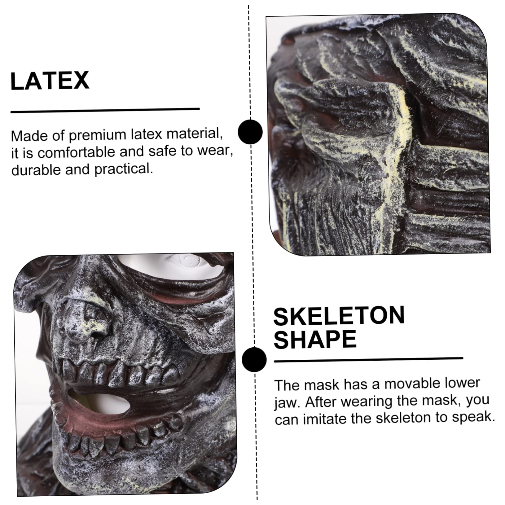Alasum 5kawałki Creepy Skull Mask z Ruchomą Szczęką Straszna Maska Halloween Akcesoria Do Przebrania Imprezy Tematyczne Idealna Karnawał i Halloween