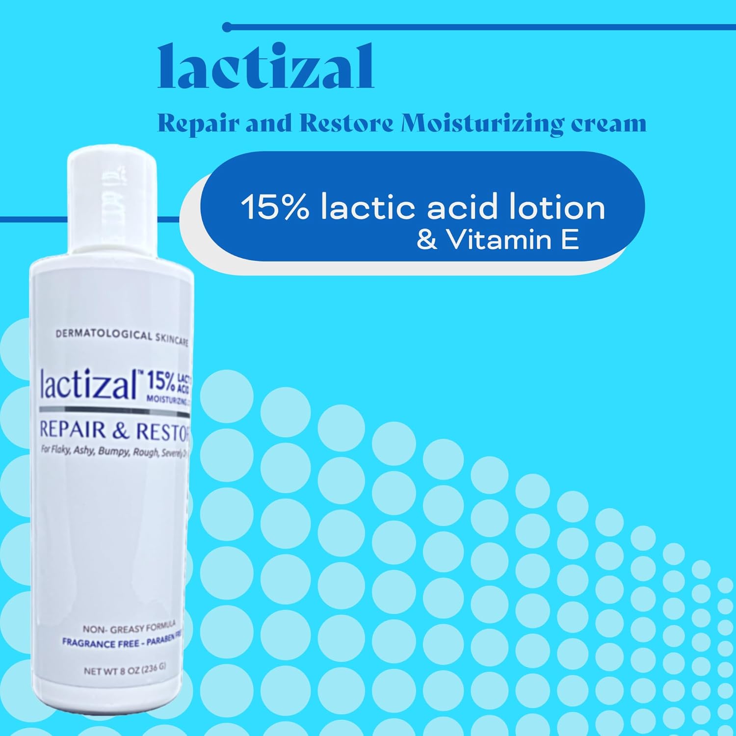 Repair & Restore lotion With 15% Lactic Acid – 8 oz bottle – 2-in-1 Intensive Exfoliator and Moisturizer For Extream Dry Skin - Image 3