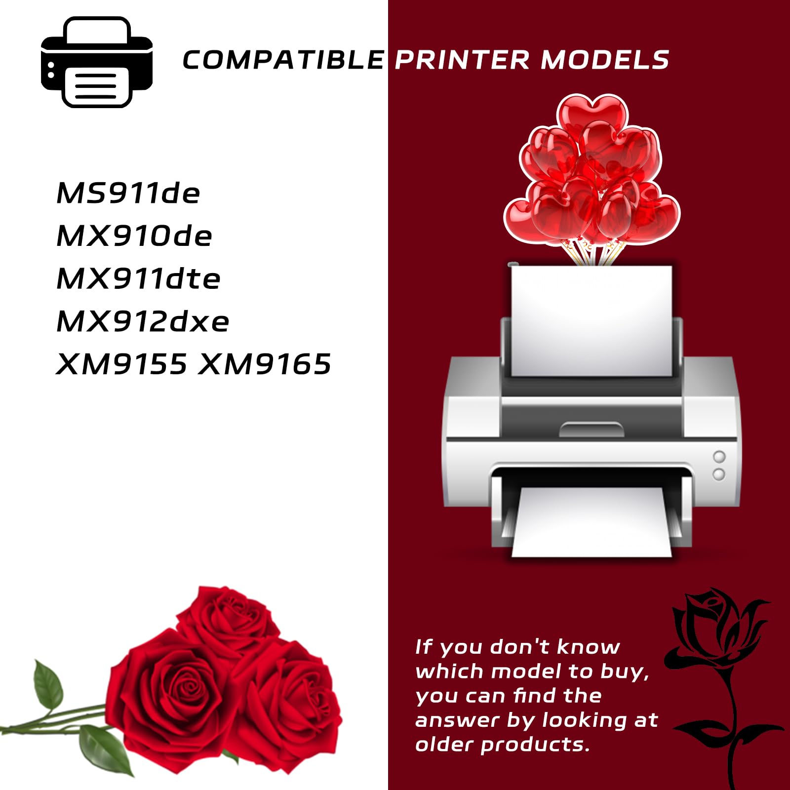 40X9936 Developer Unit Compatible for Lexmark MS911de MX910de MX911dte MX912dxe XM9155 XM9165 Printers, with Chip, High Yield 100000 Pages, Clear Printing (1 Pack Black)