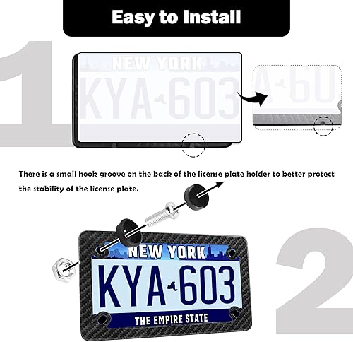 Miniatura 6 de Marco de matrícula de motocicleta de acero inoxidable, marco de placa de fibra de carbono personalizado como decoración de automóvil, soporte para