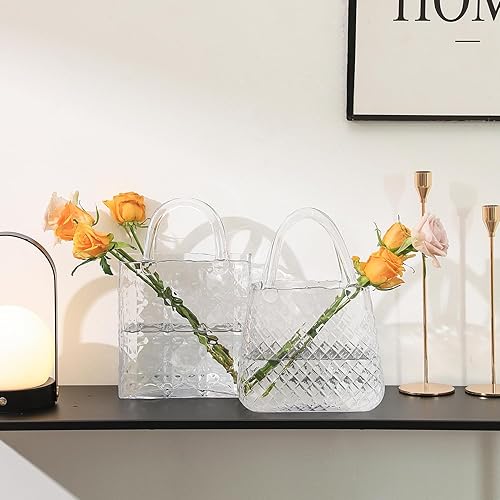 Miniatura 8 de Jarrón de bolsa, florero de bolsa de vidrio, florero de vidrio transparente, florero moderno, florero estético para flores, jarrón decorativo con