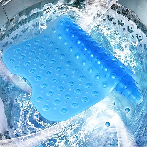 Miniatura 7 de YINENN Tapete de ducha para bañera de 40 x 16 pulgadas, antideslizante y extragrande, tapete para bañera con ventosas, lavable a máquina, con Azul