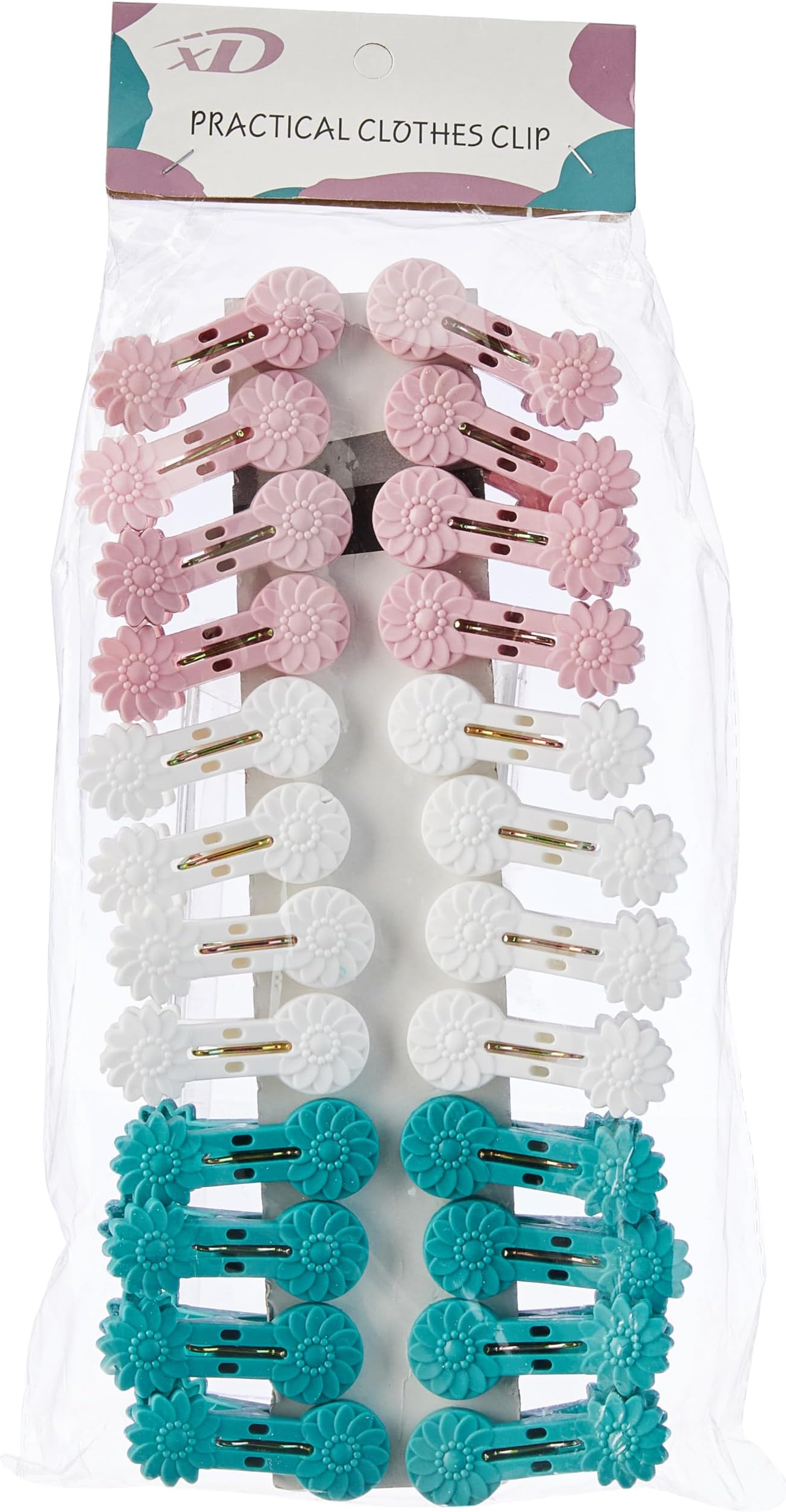 GLUN® Plastic Cloth Clips for Drying Clothes, 24 Piece Multipurpose Pins for Indoor and Outdoor Use, Strong and Durable Clips