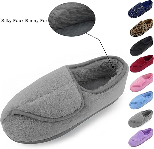 Miniatura 5 de Git-up Pantuflas diabéticas de espuma viscoelástica para mujer, artritis, edema, ajustables, con puntera cerrada, pies hinchados, cómodos, para