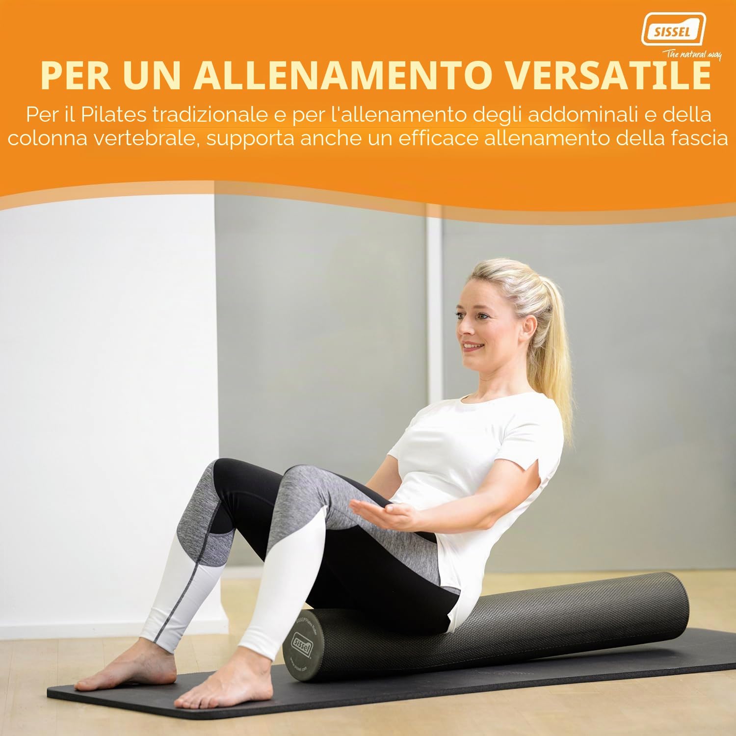 Sissel® Pilates Roller Pro 15 cm Ø incluso poster per esercizi fitness yoga allenamento riformer