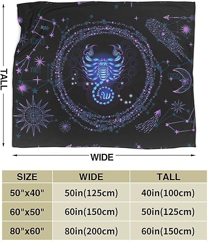 Miniatura 3 de Manta de franela con constelaciones, cálida y suave, 12 horóscopos, astrología, temática de constelación, decoración del hogar, 50 x 40 pulgadas