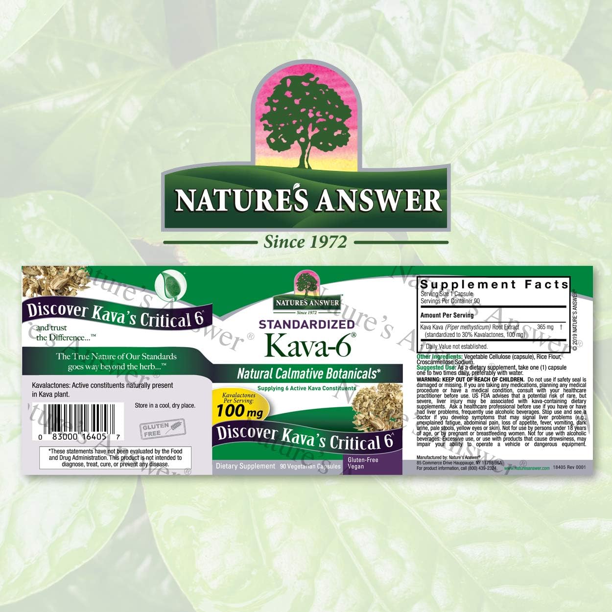 Nature's Answer Kava Root Powder Supplement Vegetarian Capsules, 90-Count | Natural Calming Aid | Mood Support | Promotes Stress Relief : Health & Household