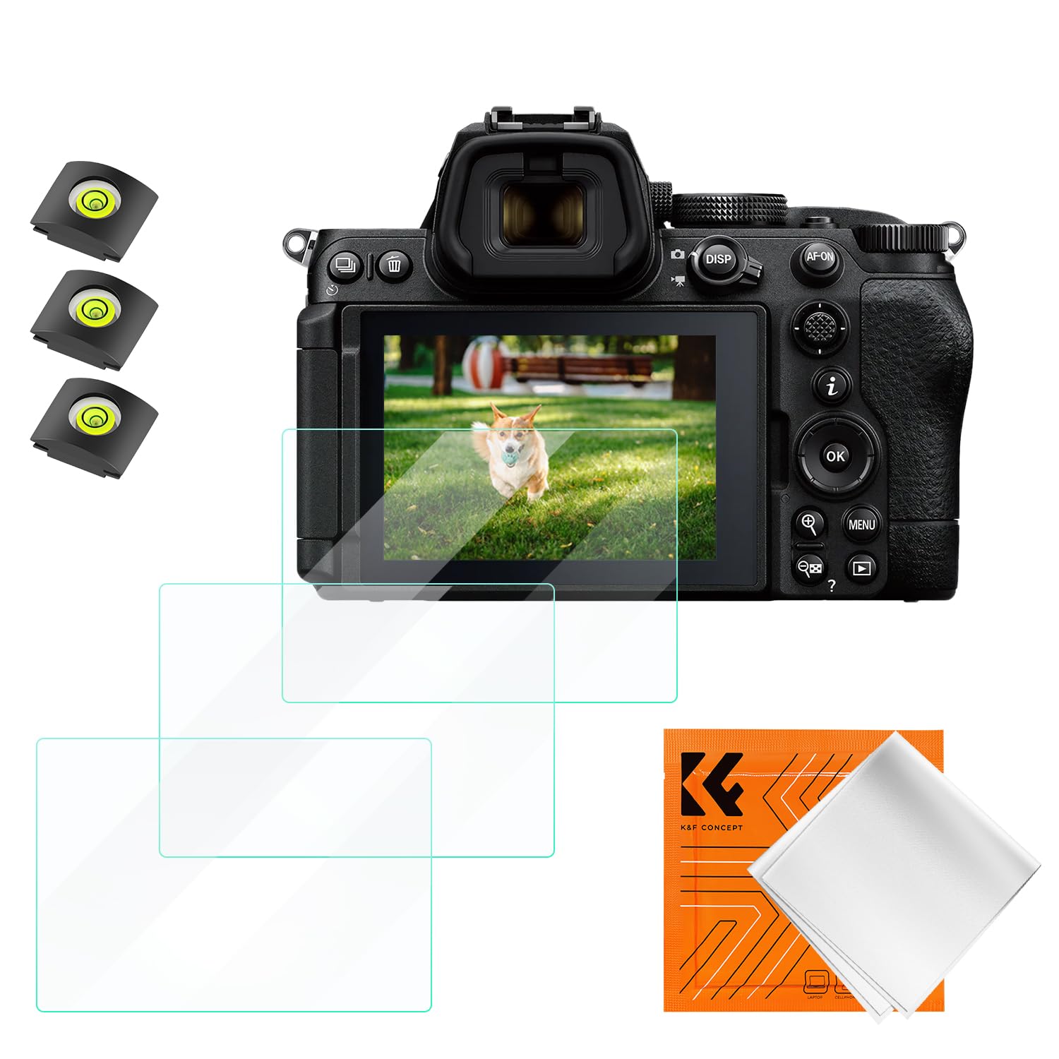 K&F CONCEPT 3 x folie ochronne kompatybilne z Nikon Z50 II Z5 Zf Z6 Z7 | W zestawie 3 ochraniacze na pazury z poziomicą, 1 ściereczkę i naklejki, zabezpieczenie przed zarysowaniami - PF06