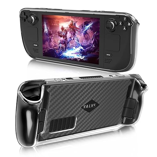 Case for Steam Deck, SENQAO Clear Case for Steam Deck, TPU Cover Protector with Full Protection, Shock-Absorption, Non-Slip Anti-Scratch Ergonomic