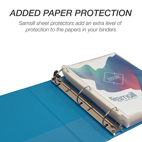 Vista 621 de Samsill Carpeta duradera de 1.5 pulgadas, fabricada en los Estados Unidos, carpeta de anillos en D, carpeta transparente personalizable, color Negro