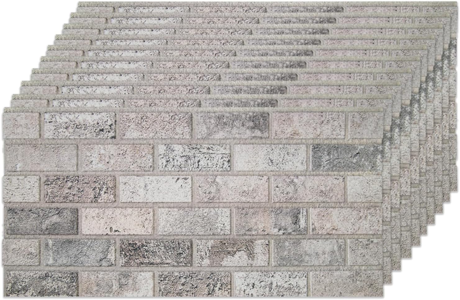 IZODEKOR 3D Brick Effect Wall Panels - Faux Brick Paneling for Living Room, Kitchen, Bathroom and More | Beige Dream - Pack of 10 Covers 53 sq ft