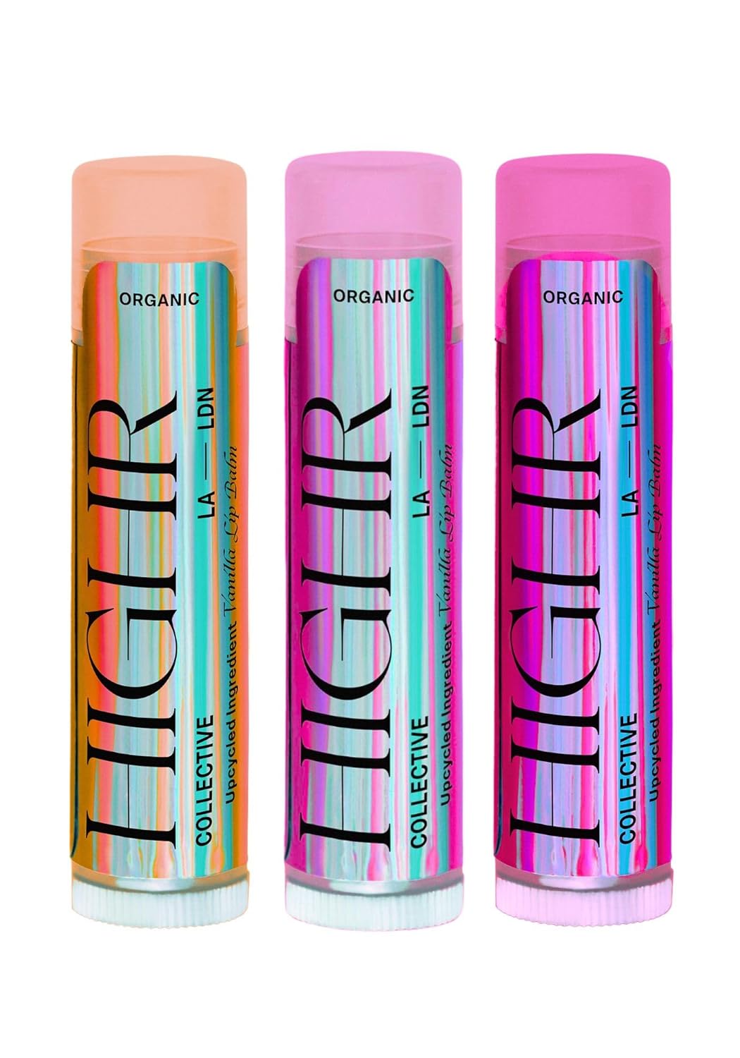 Three Pack; HIGHR Organic Lip Balm – Nourishing Lip Care for Youthful and Smoother Lips, Lip Moisturizer for Dry and Cracked Lips, Flavors: Creamsicle, Fresh Watermelon, Strawberry Spritz