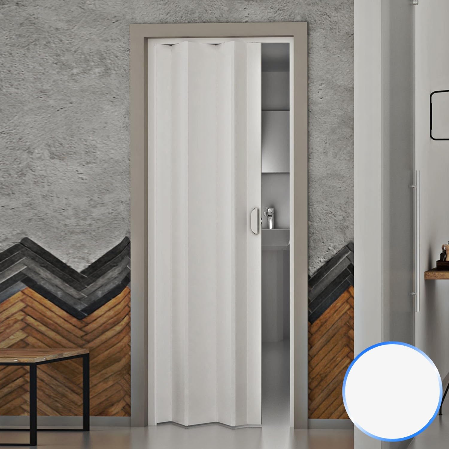 Forte Puerta Plegable de Interior de PVC Blanco Pastel 83x214 cm Mod.Monica