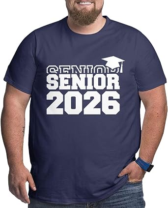 Class of Senior 2026 T Shirt Mens Plus Size Shirts Short Sleeve Tops Summer Big Tall Cotton Basic Tee