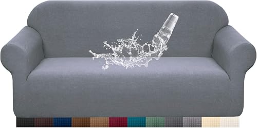 Granbest Funda de sofá impermeable de alta calidad, funda de sofá de alta elasticidad, funda de sofá de tela súper suave (gris claro, mediano)