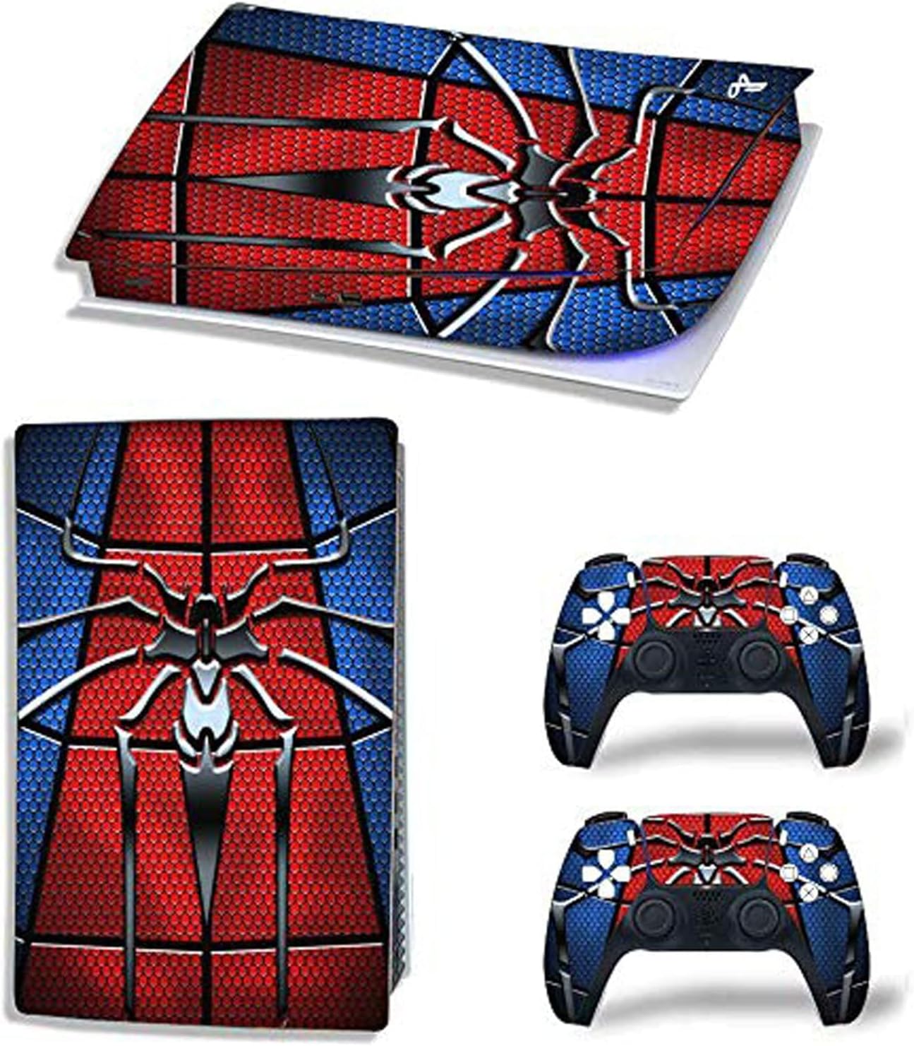 Spider 3M Vinyl Sticker Decals for PlayStation 5 Disk Version Console and Two Dual Sense 5 Sticker Skins Black PS5 Skin Console and Controller Design [Video Game]