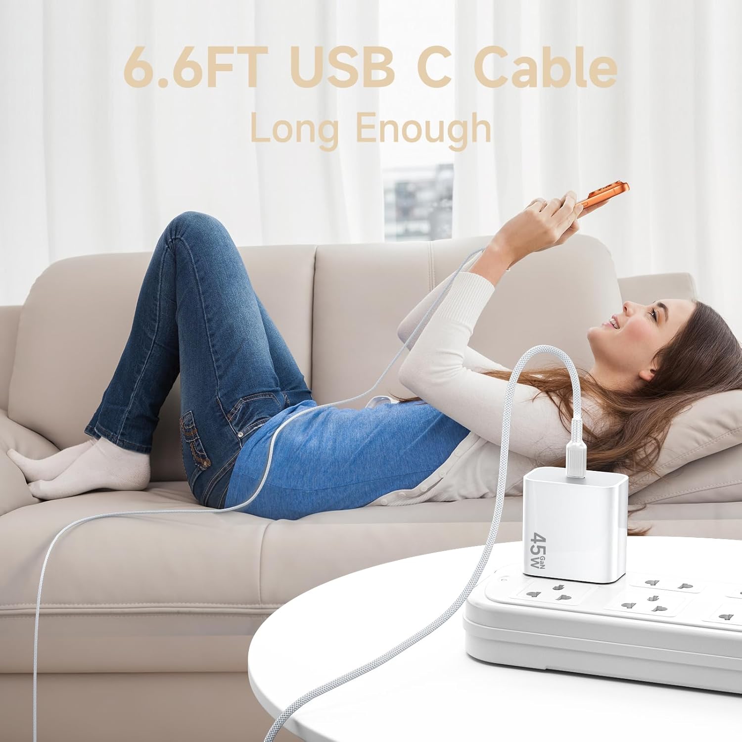 45W Charger for iPhone 17 Air Fast Charging, USB C Charger Block with 6.6Ft Long Braided C Cable for iPhone 17 Air/17 Pro/17 Pro Max/16 Pro/16 Plus/15 Pro Max/iPad Pro/Galaxy S25/S24/S23