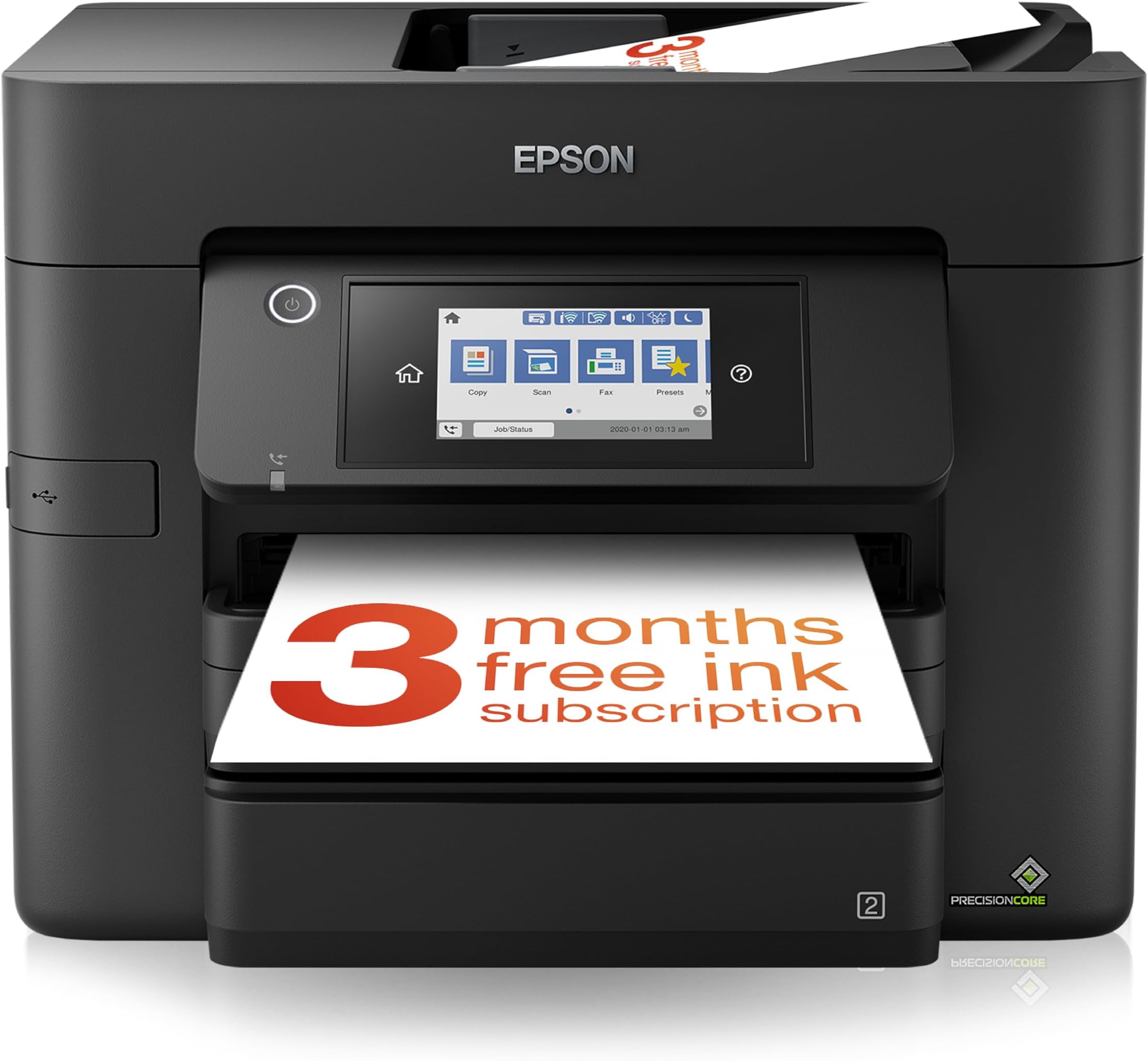 Epson WorkForce WF-4830 All-in-One Wireless Colour Printer with Scanner, Copier, Fax, Ethernet, Wi-Fi Direct and ADF, Black