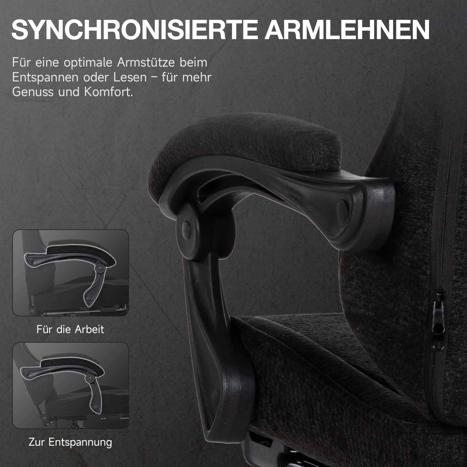 SUKIDA Gaming Stuhl Stoff Ergonomisch, Chenille Gaming Chair mit Fußstütze, Kopfstütze und Lendenkissen, Höhenverstellbarer Schreibtischstuhl mit Atmungsaktivem Stoff, 150 kg,Schwarz