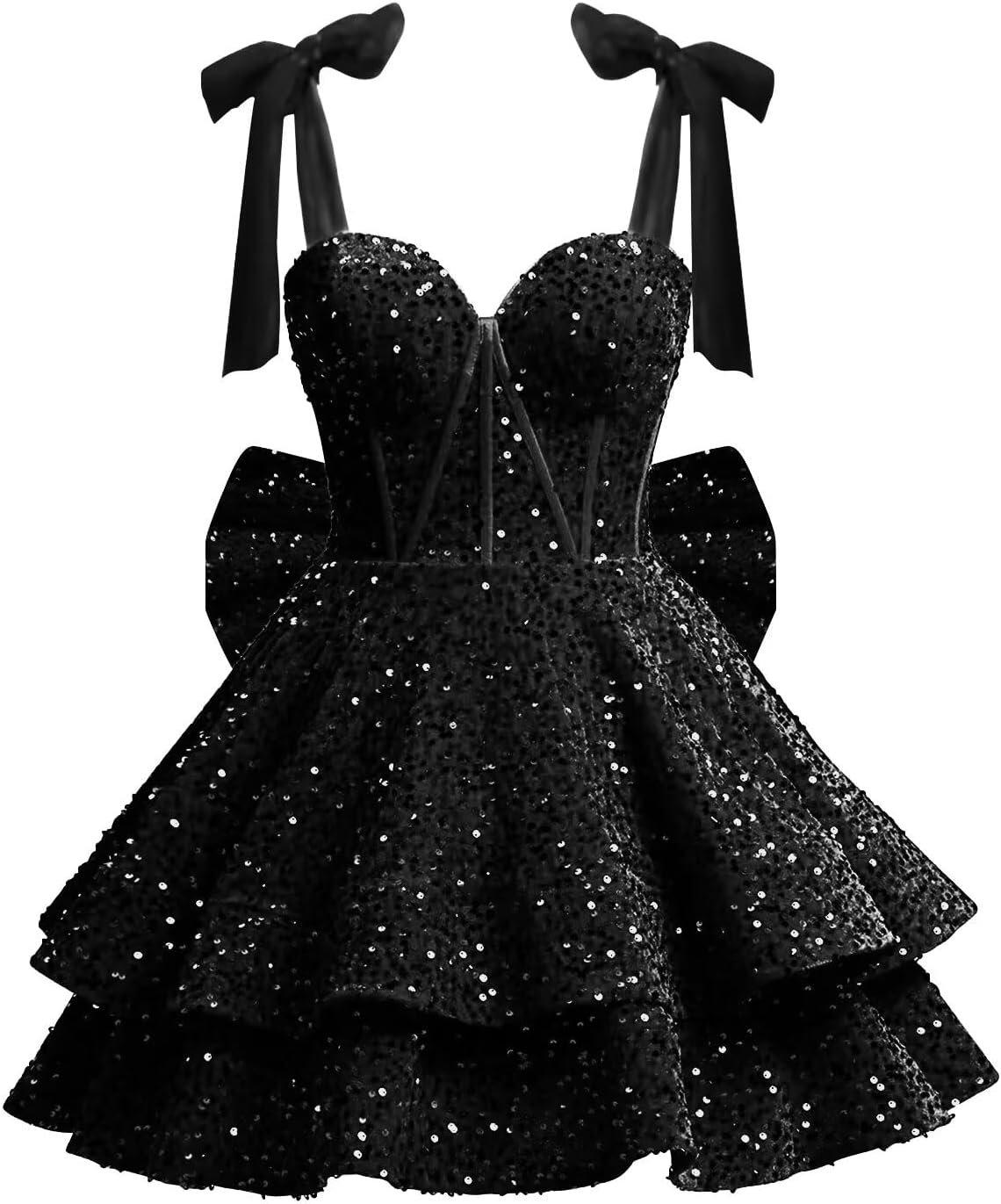 Sparkly Sequin Homecoming Dresses with Bow 2026 A Line Short Corset Formal Cocktail Gown