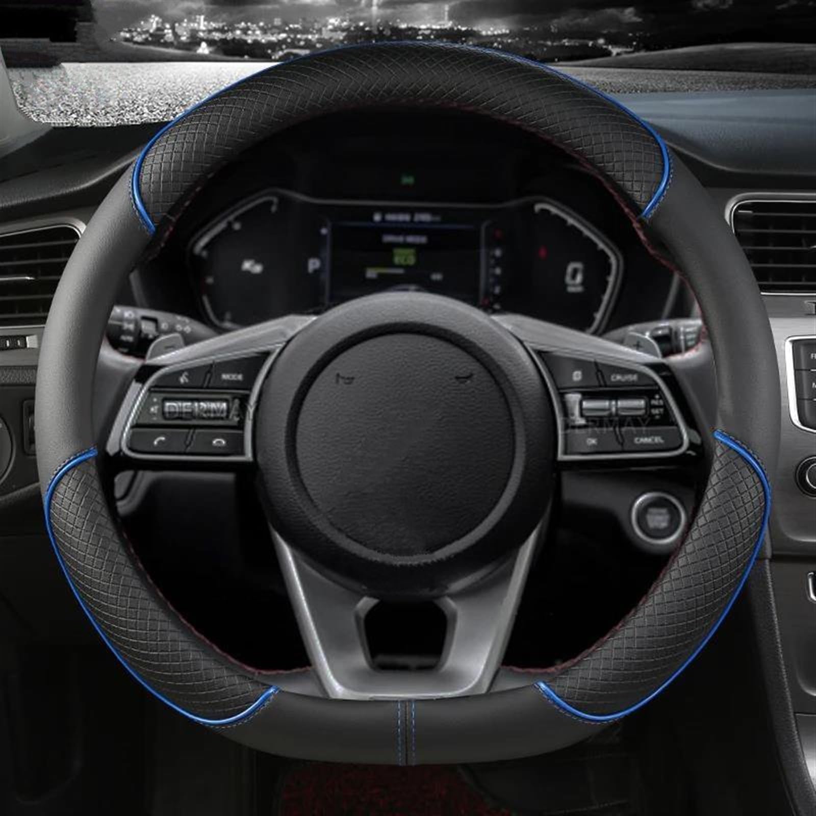 Coprivolante Per Auto In Pelle PU Per Kia Stonic KX1 2017~2021 Parti(Blu)