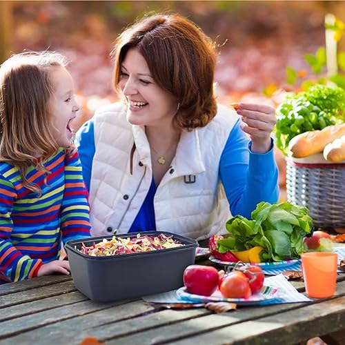 Miniatura 6 de Caperci Paquete de 2 recipientes grandes de ensalada para el almuerzo, cuencos de ensalada de 68 onzas, caja Bento a prueba de fugas para adultos