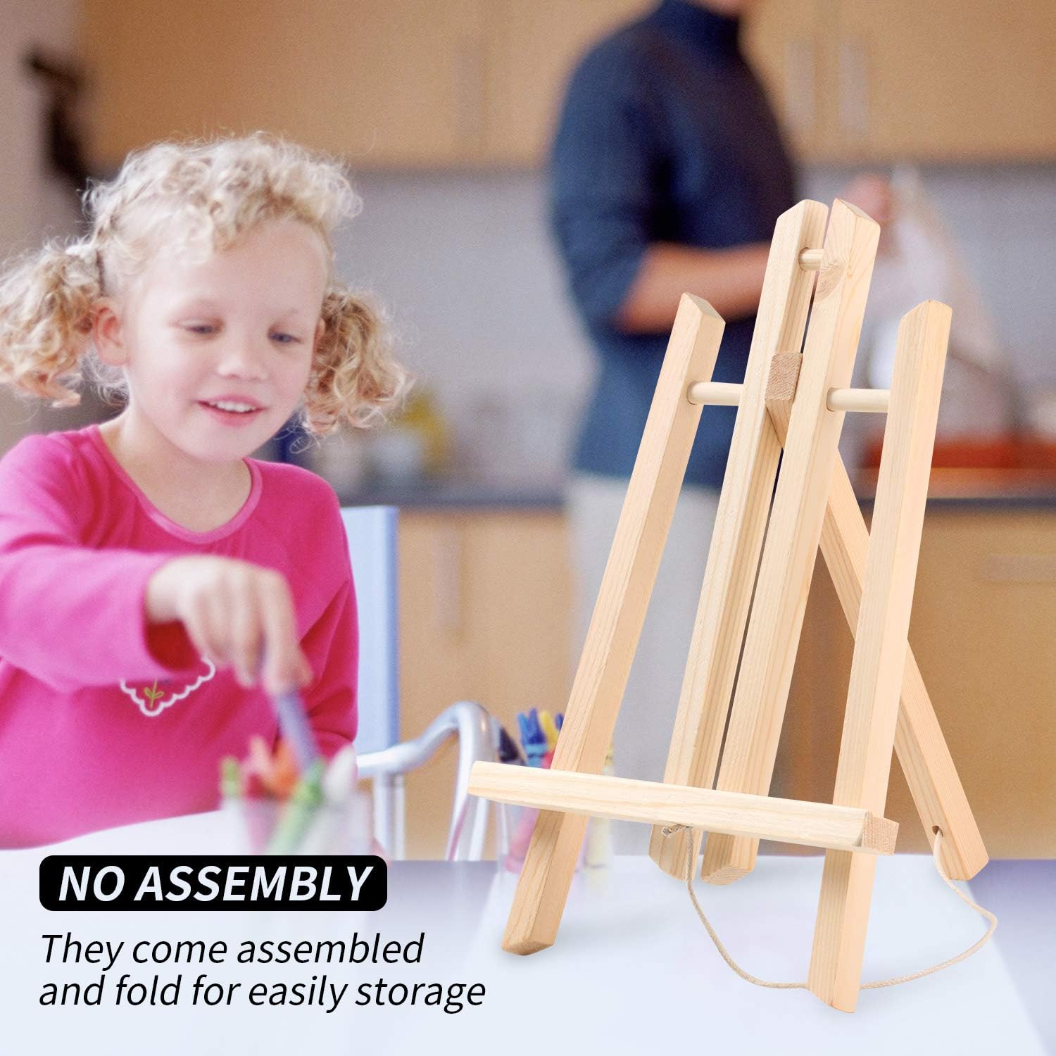 Wooden Easel, Foldable A Frame Wood Easel Adjustable Table Easel with Exquisite Packaging for Drawing, Oil Water Painting, Table Top Arts and Crafts (14 x 8 Inches) (1Pack)