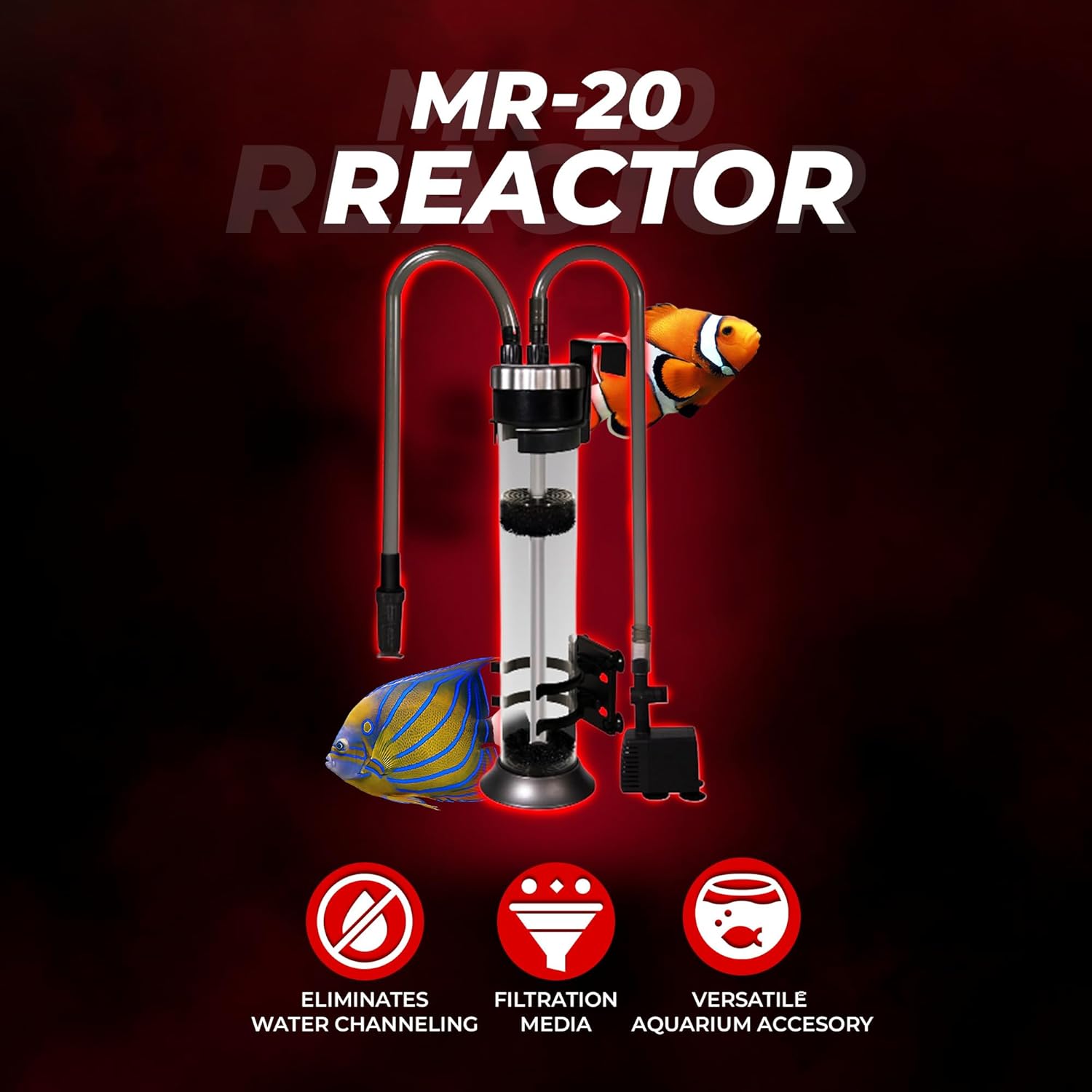 AQUATOP MR-20 Media Reactor – 95 GPH Up-Flow Filtration System – With Pump, Tubing & Mount – For Saltwater or Freshwater Aquariums – Sump or Hang-On Design