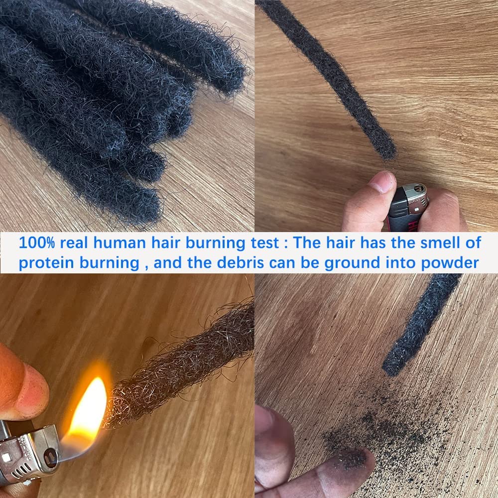 Loc Extension Human Hair 0,2cm Thickness 8 cali 10 Strands Natural Black Full Handmade Permanent Locs Can Be Dyed and Bleached dla kobiet mężczyzn dzieci Dreadlock Extensions Real Human Hair