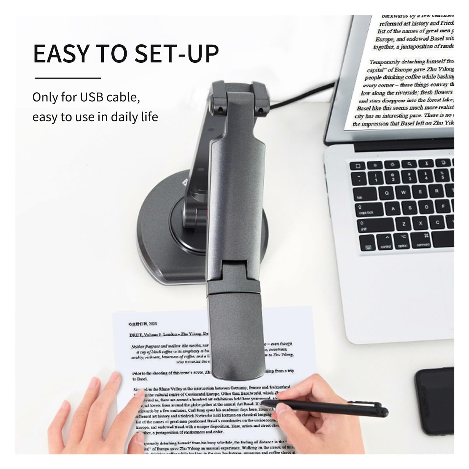 V500S USB 2 en 1 cámara de documentos y cámara web de escáner de libros con luz LED de tamaño de escaneo A3 automático de 8M for Mac Windows