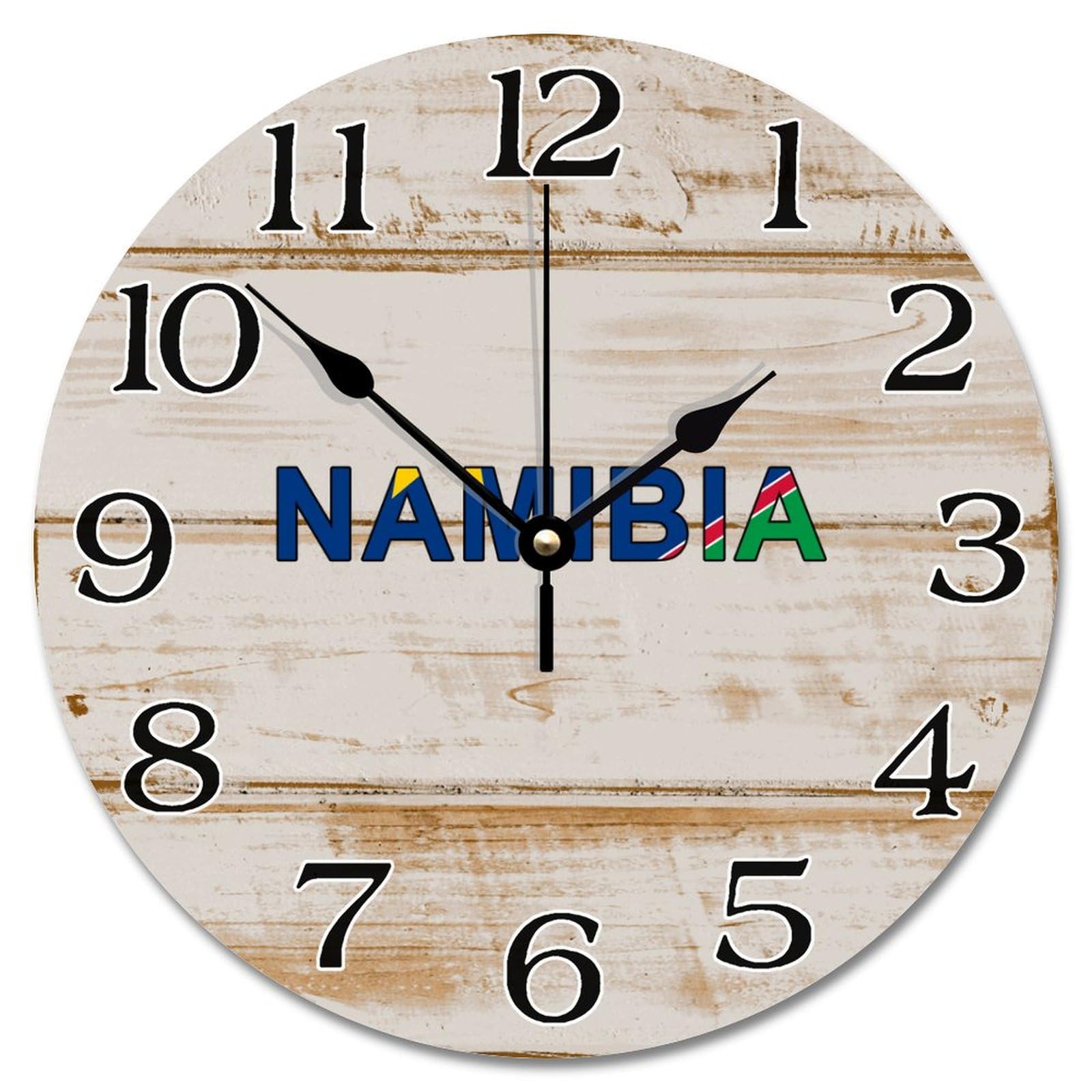 Horloge murale ronde silencieuse 25,4 cm drapeau de la Namibie