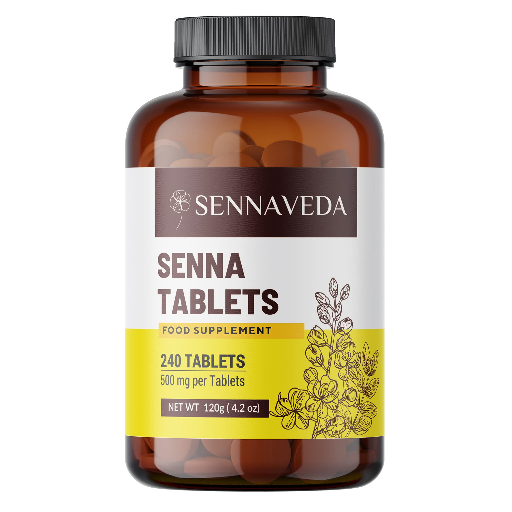 Senna Tablets 240 nos, Made with Senna Leaf Powder, Laxatives, Digestive Health, Detox Cleanse, Senna Leaf Powder Tablet