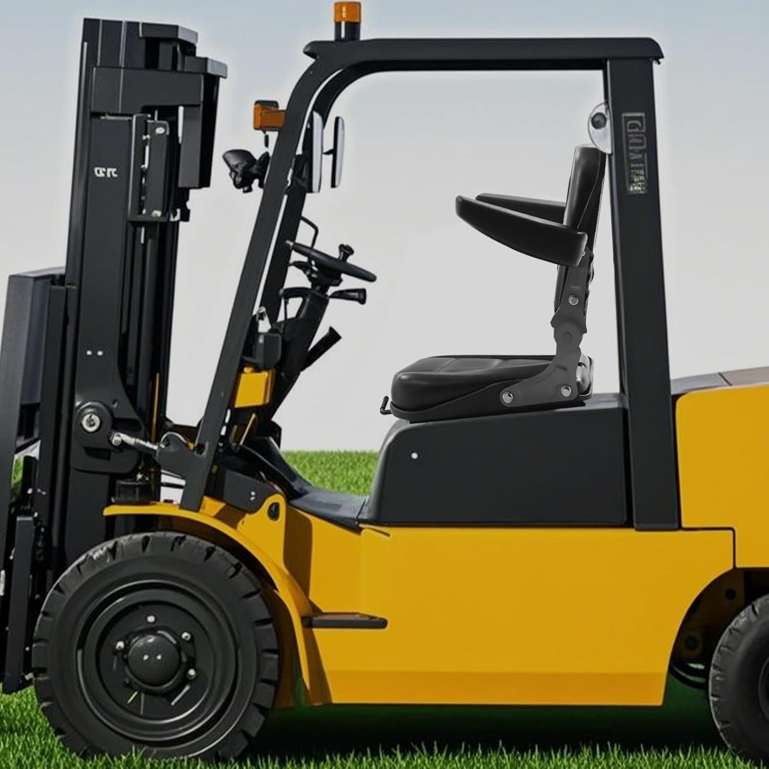 Universal Forklift Seat, Garden Tractor Seat with 30°-180° Adjustable Angle Backrest&armrests, Waterproof Lawn Mower Seat Pvc Mower Seat, Fits Excavator Skid Loader Backhoe Dozer Telehandler