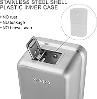 Vista 2 de Dispensador de Jabón de Pared para Baño, 1100ml 37oz Dispensador de Jabón Líquido Comercial de Acero Inoxidable para Montaje en Pared
